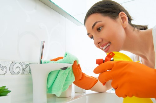 Professional cleaner working in a modern Shoreditch property
